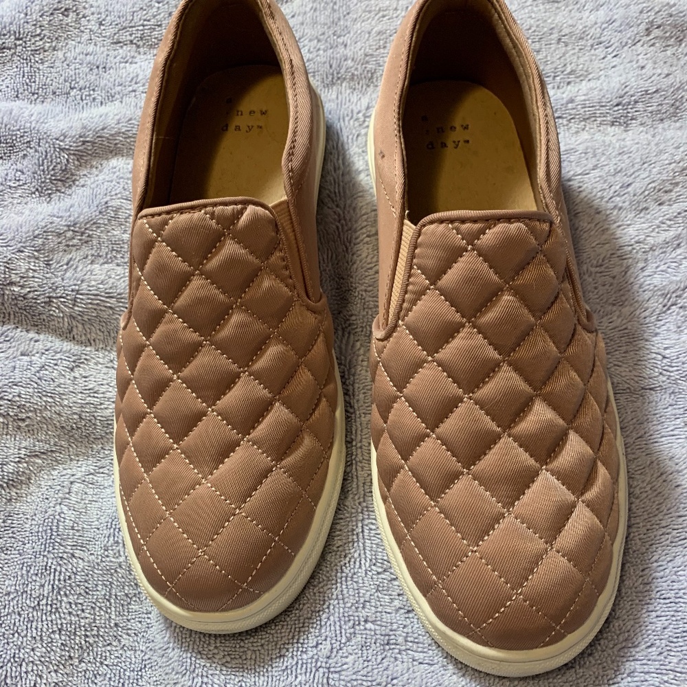 Mauve Quilted Slip Ons